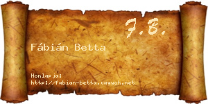 Fábián Betta névjegykártya